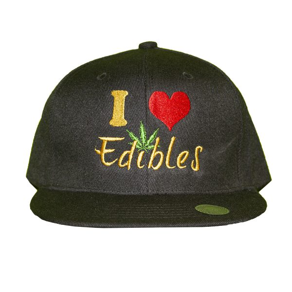I Heart Edibles Flat Bill Hat with Gold Embroidery 2