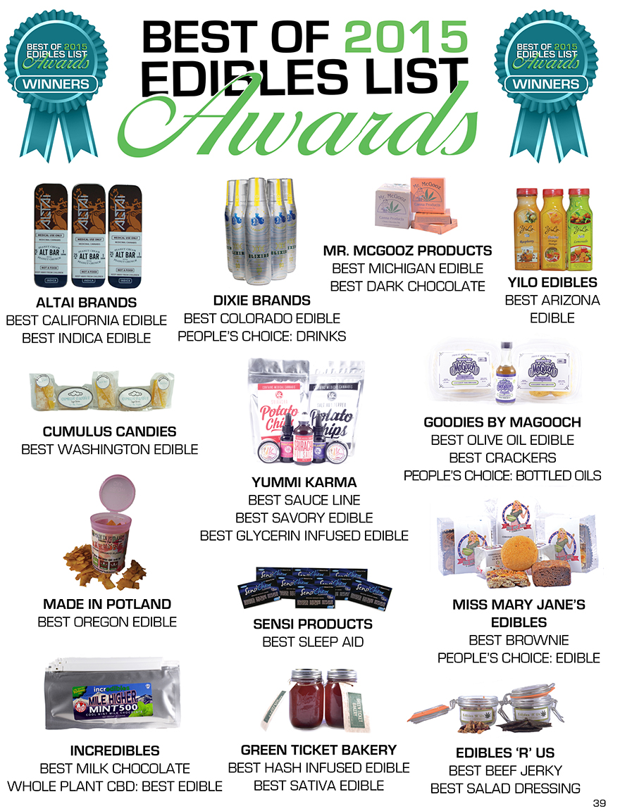 THE 2015 BEST OF EDIBLES LIST AWARDS WINNERS