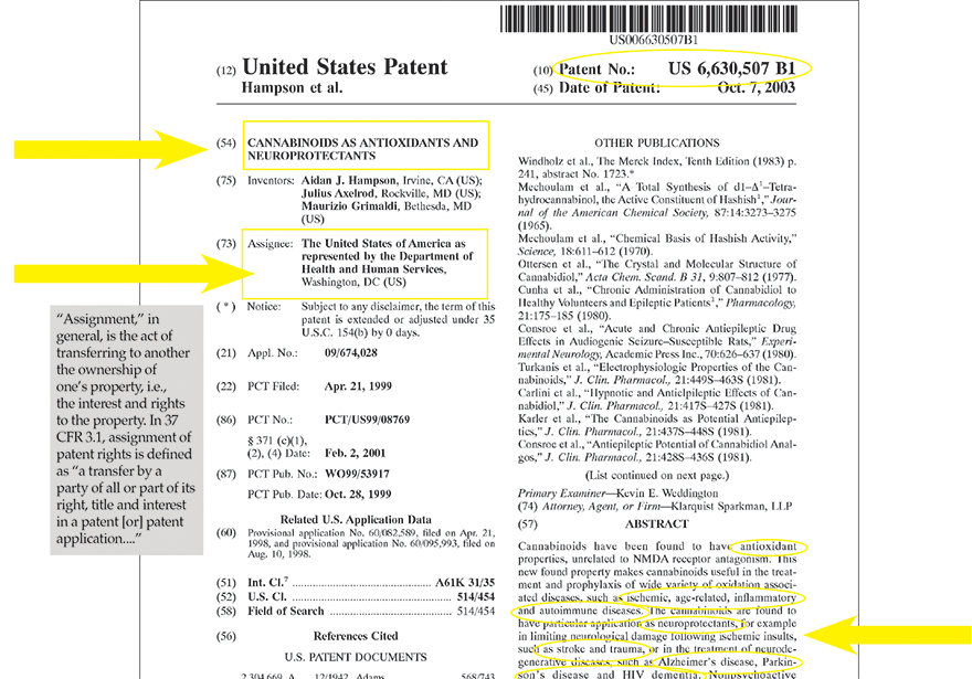 U.S. Patent No. 6,630,507: The Government Patent on CBD